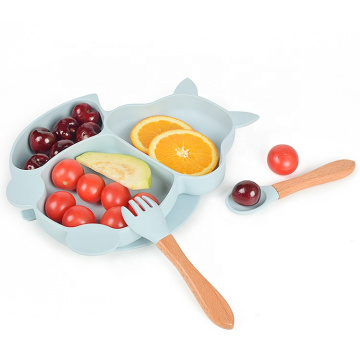 Abendessen Essen Kleinkind Set Foodgrade Babyschale Saugteiler Tischset Cartoon Tier Starke Saugkraft Silikon Kinderteller